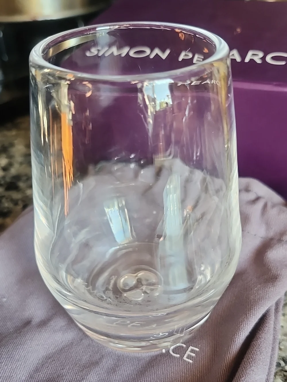 Simon Pearce Clear Bristol Stemless Tumbler With Box & Pouch